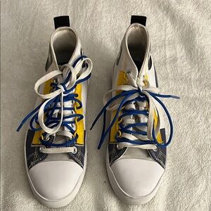 Converse Blue and Yellow Canvas Sneakers with Rubber Toe Cap